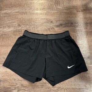 Nike Women's Black Athletic Shorts with White Logo